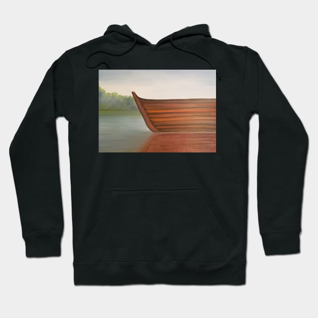 boat on water oil painting Hoodie by Tabitha Kremesec 